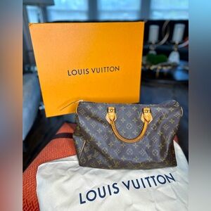 Vintage LV Speedy 35 with dust cover and box